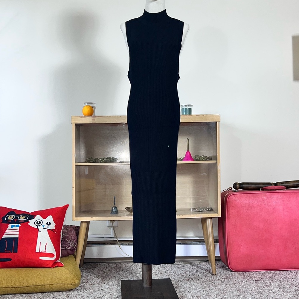 Good American Mock Neck Knit Maxi Dress
